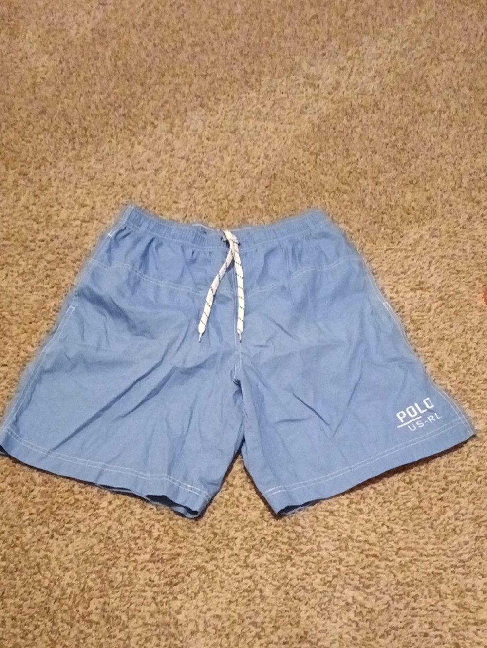 NWOT Vintage Ralph Lauren Blue Swim Trunks with White Mesh Lining